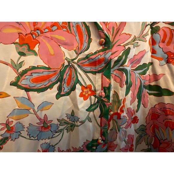 MISA LOS ANGELES ROYA SPLIT SLEEVE FLORAL FABRIC BUTTON FRONT TOP SZ SM $140MSRP - Picture 7 of 11